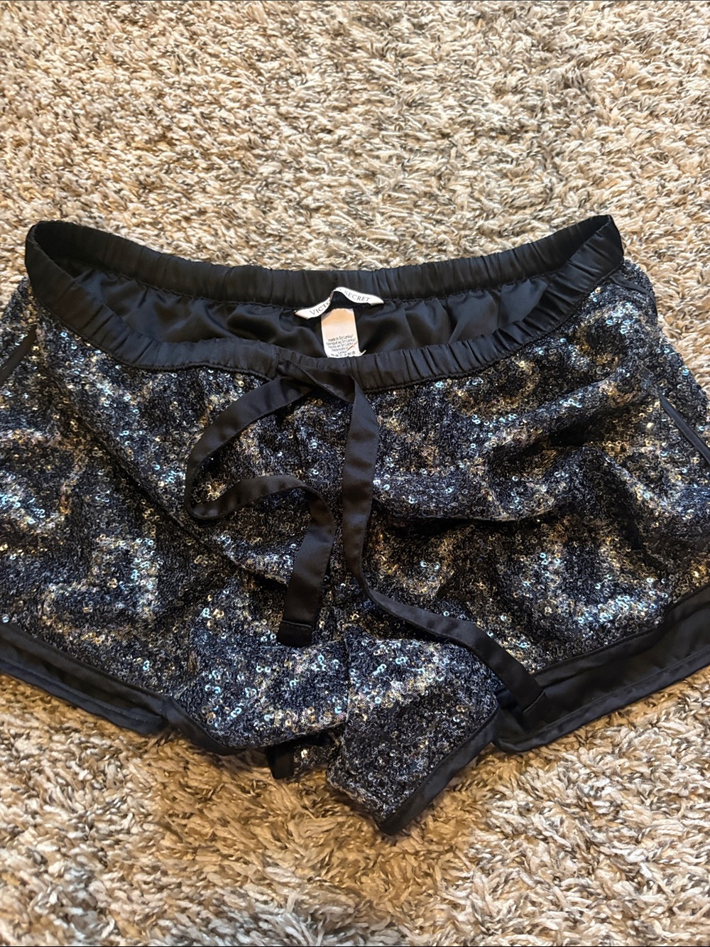 Victoria's Secret Black & Silver Sequin Lounge Shorts